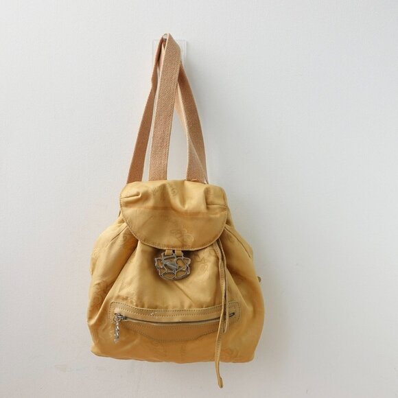 Beige Leather Nylon Backpack MEDIUM Light Italian Luxury Rose ITALY BLUMARINE - Picture 1 of 16